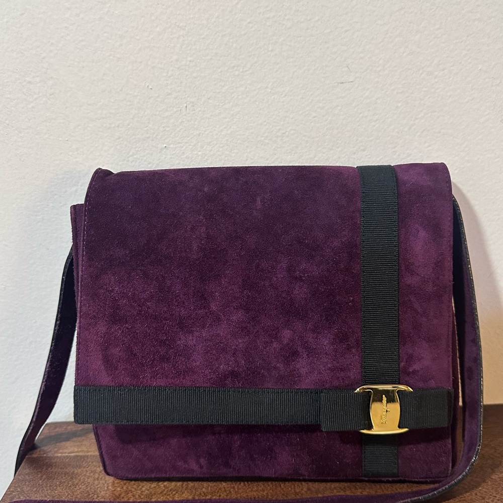 Salvatore Ferragamo Purple Suede crossbody Bag